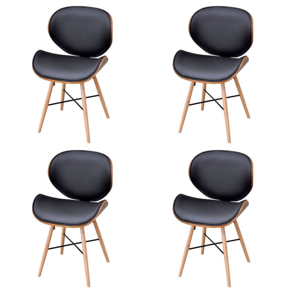 Vidaxl Jedálenské stoličky 4 ks, ohýbané drevo a umelá koža